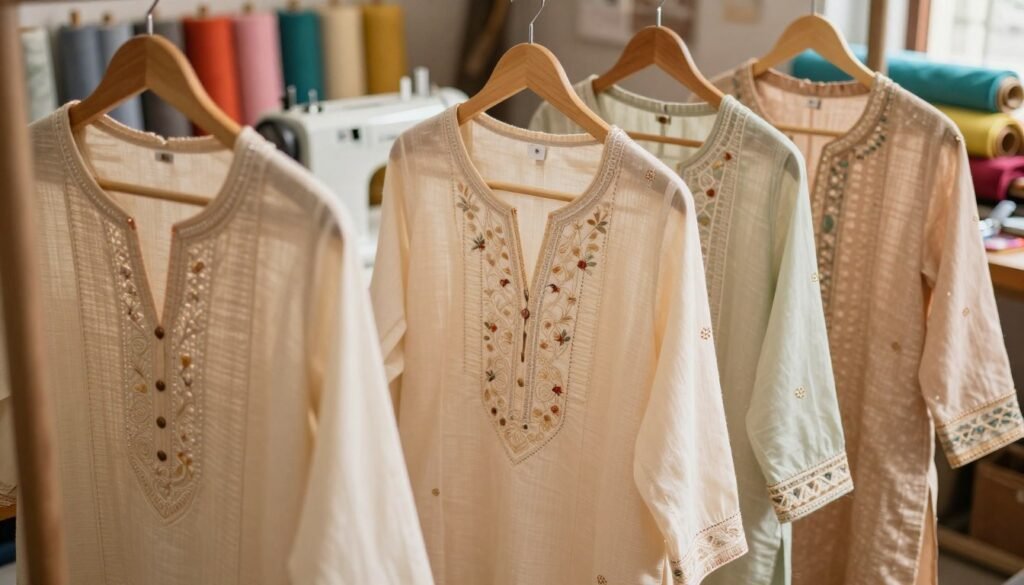 craftsmanship in designer cotton kurtis