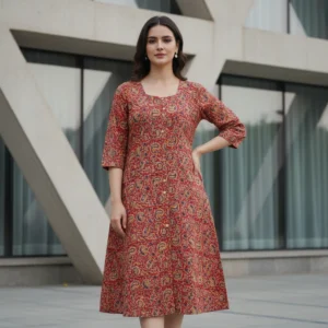Royal Kalamkari A-Line Cotton Kurti (Plus Size)