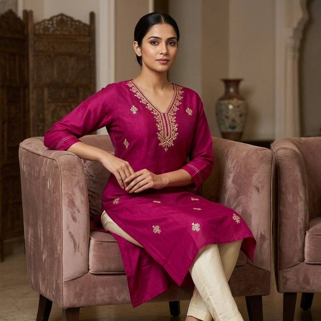 premium-cotton-silk-embroidered-kurti-for-women-elegant-festive-office-wear