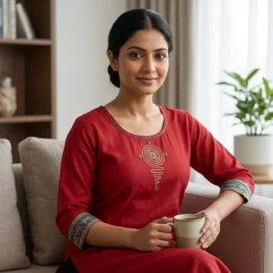 Women's Cotton Embroidered Short Kurti | Daily Wear & Office Wear Kurti | Elegant Straight Fit Kurti